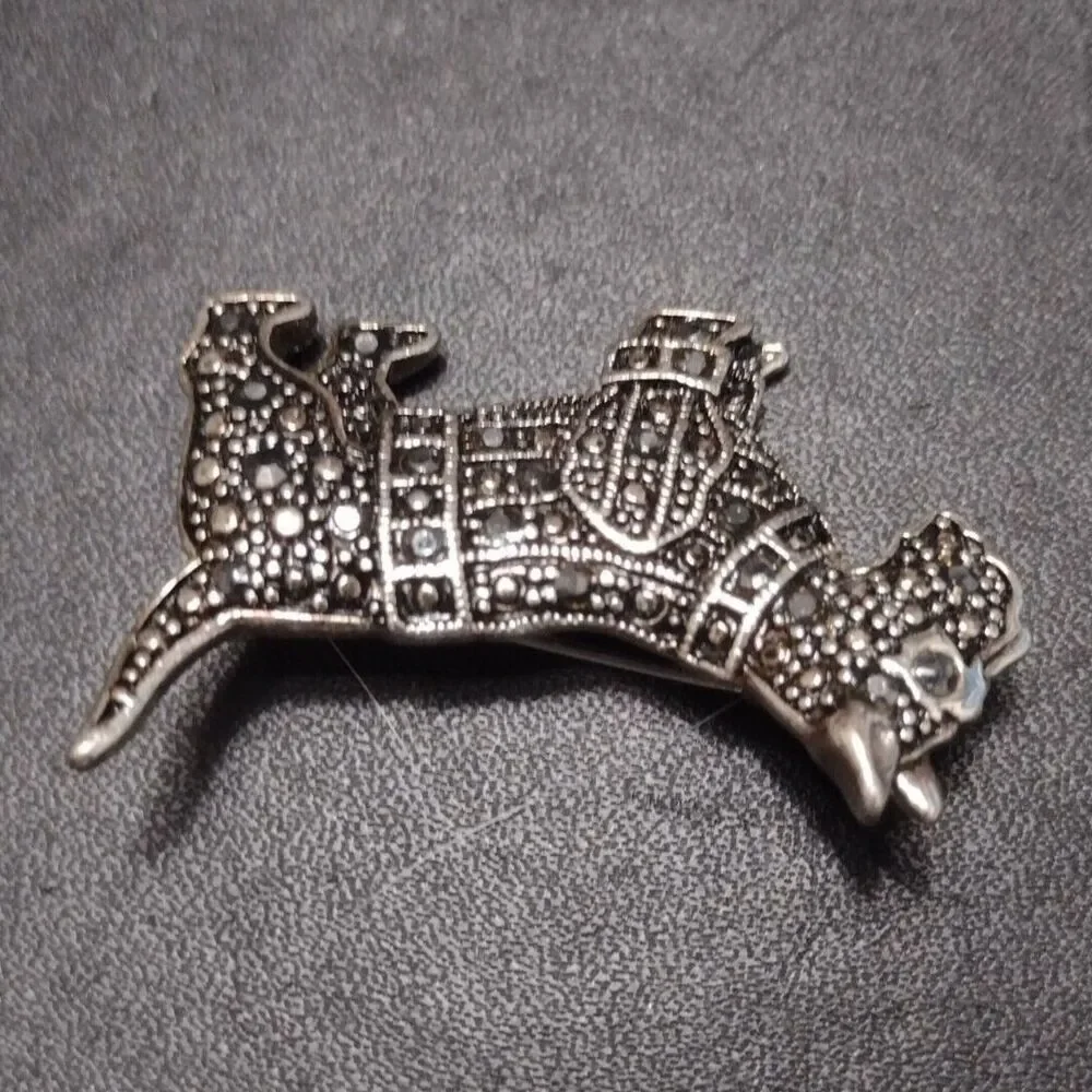 Silver tone terrier dog brooch